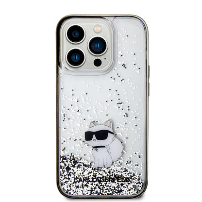 Case for Apple iPhone 14 Pro, Karl Lagerfeld, Liquid Glitter Choupette, Transparent