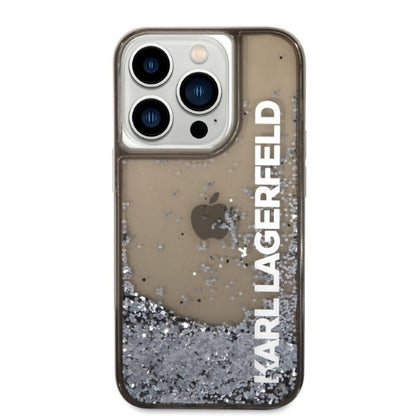 Cover til Apple iPhone 14 Pro, Karl Lagerfeld, Liquid Glitter KL Logo, Sort
