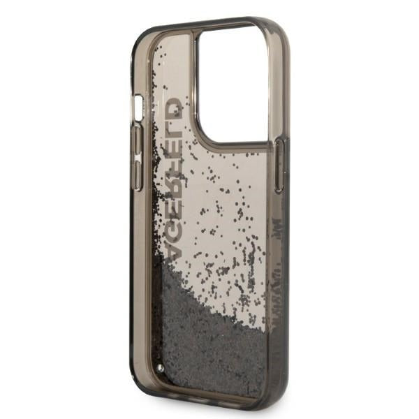 Cover til Apple iPhone 14 Pro, Karl Lagerfeld, Liquid Glitter KL Logo, Sort