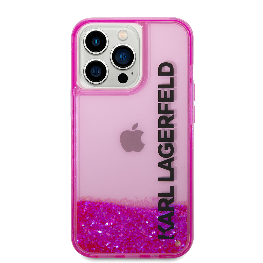 Etui til Apple iPhone 14 Pro, Karl Lagerfeld, Liquid Glitter KL Logo, Pink