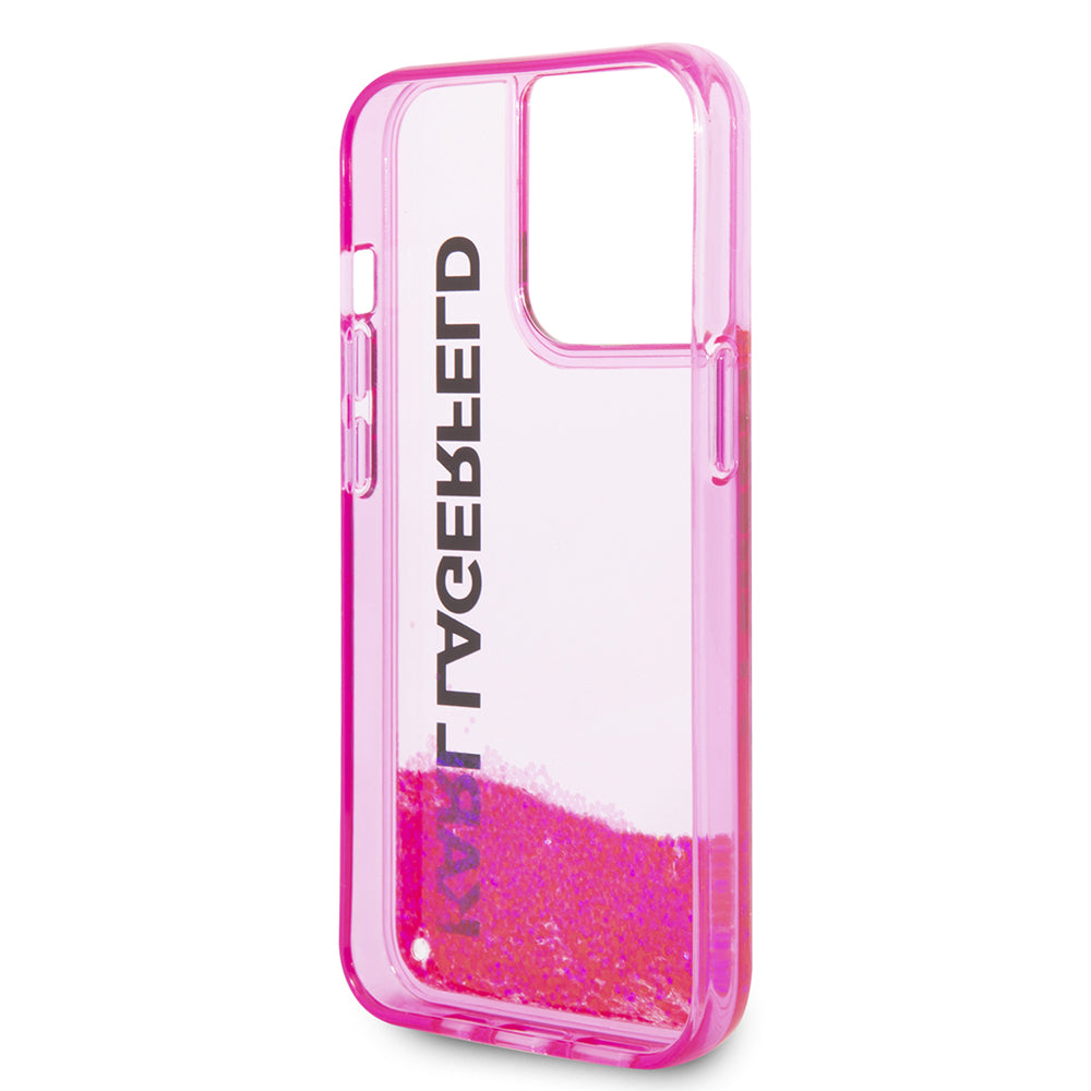Etui til Apple iPhone 14 Pro, Karl Lagerfeld, Liquid Glitter KL Logo, Pink