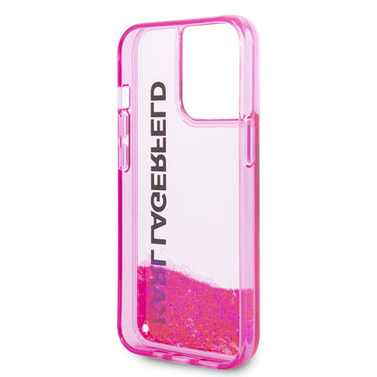 Etui til Apple iPhone 14 Pro, Karl Lagerfeld, Liquid Glitter KL Logo, Pink