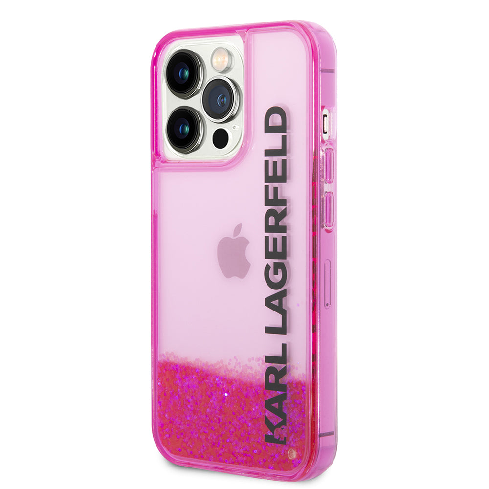 Etui til Apple iPhone 14 Pro, Karl Lagerfeld, Liquid Glitter KL Logo, Pink