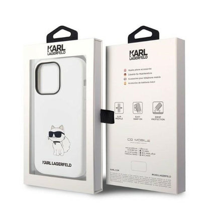 Case for Apple iPhone 14 Pro, Karl Lagerfeld, Silicone Choupette, White