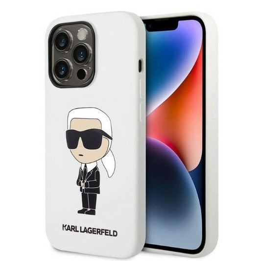 Case for Apple iPhone 14 Pro, Karl Lagerfeld, Ikonik NFT Silicone, White