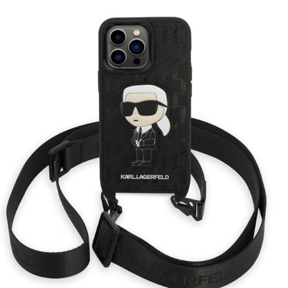 Etui til Apple iPhone 14 Pro, Karl Lagerfeld, Monogram Ikonik Karl, Sort