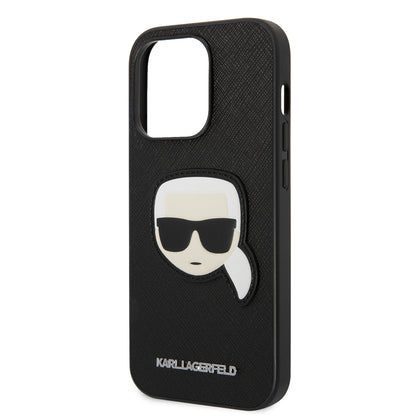 Etui til Apple iPhone 14 Pro, Karl Lagerfeld, Saffiano Karl's Head, Sort