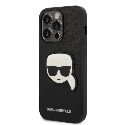 Etui til Apple iPhone 14 Pro, Karl Lagerfeld, Saffiano Karl's Head, Sort