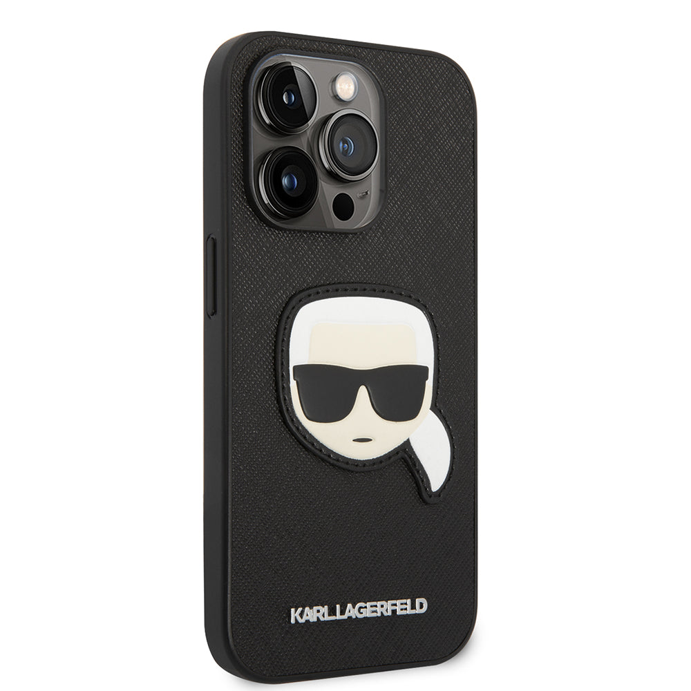 Etui til Apple iPhone 14 Pro, Karl Lagerfeld, Saffiano Karl's Head, Sort