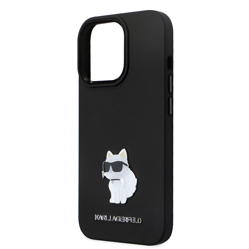 Etui til Apple iPhone 14 Pro, Karl Lagerfeld, Silicone Choupette Metal, Sort