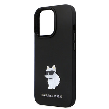 Etui til Apple iPhone 14 Pro, Karl Lagerfeld, Silicone Choupette Metal, Sort
