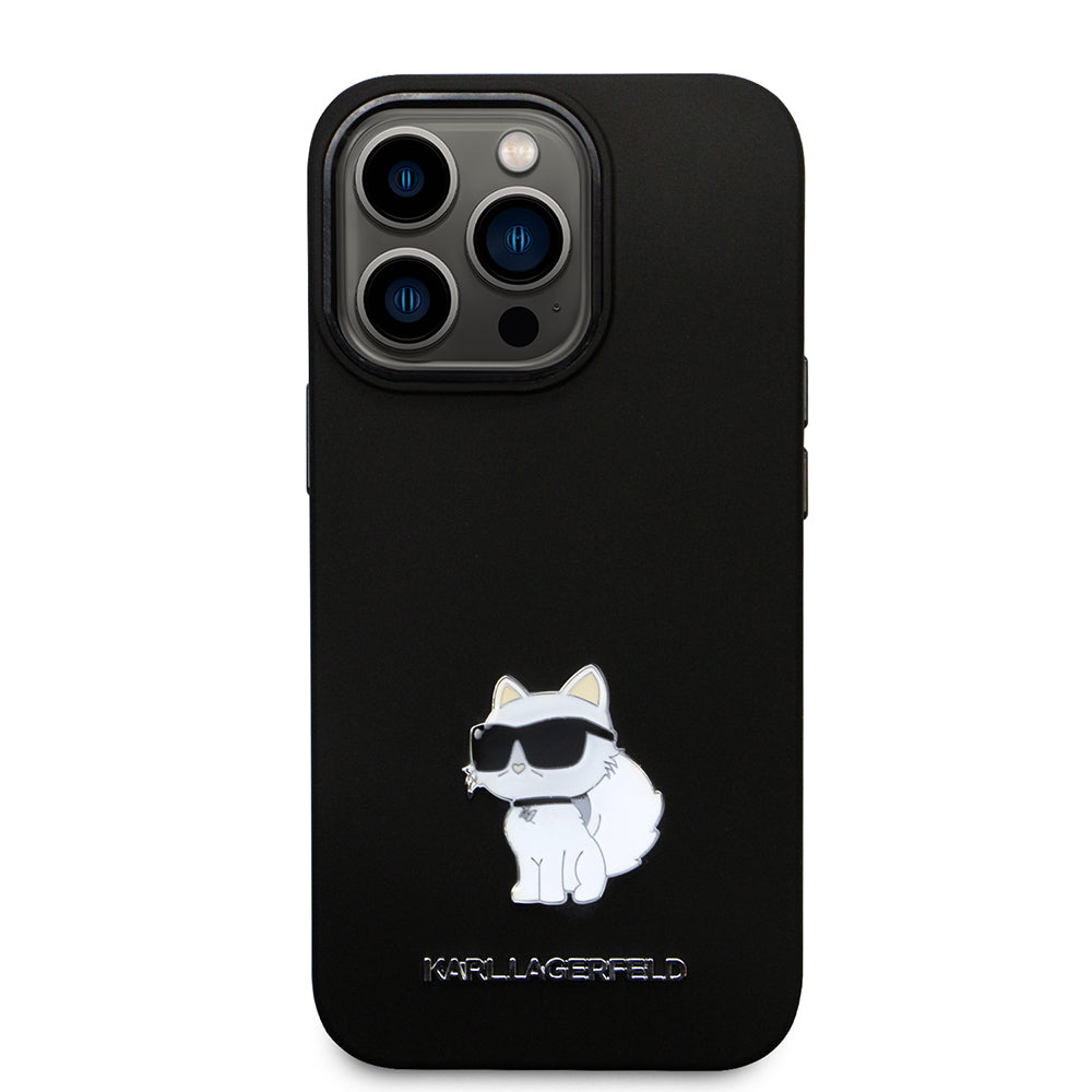 Etui til Apple iPhone 14 Pro, Karl Lagerfeld, Silicone Choupette Metal, Sort