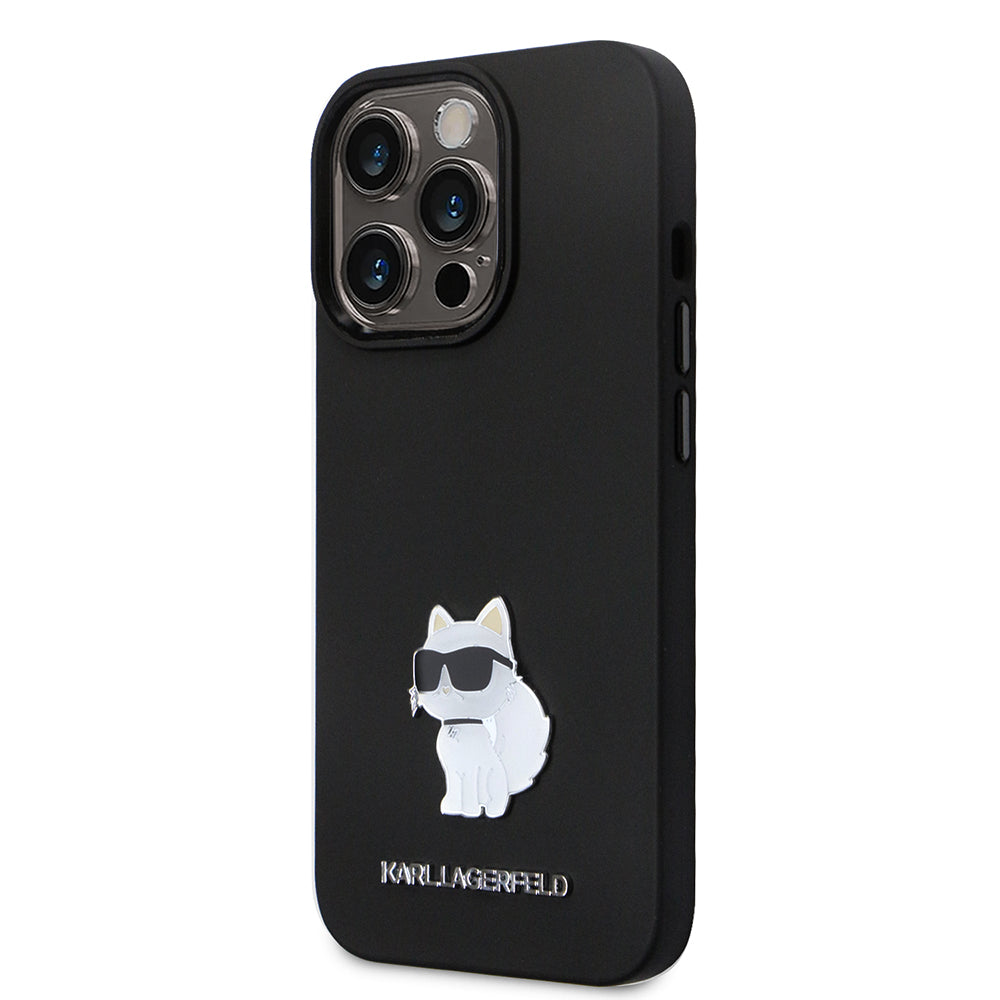 Etui til Apple iPhone 14 Pro, Karl Lagerfeld, Silicone Choupette Metal, Sort