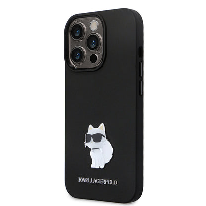 Etui til Apple iPhone 14 Pro, Karl Lagerfeld, Silicone Choupette Metal, Sort