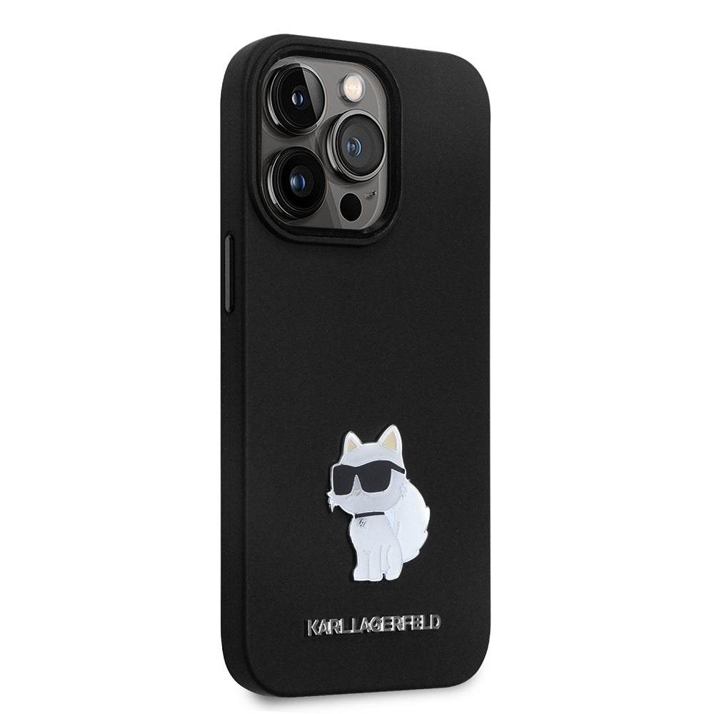Etui til Apple iPhone 14 Pro, Karl Lagerfeld, Silicone Choupette Metal, Sort