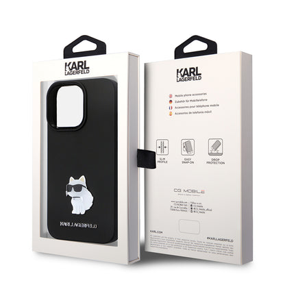 Etui til Apple iPhone 14 Pro, Karl Lagerfeld, Silicone Choupette Metal, Sort