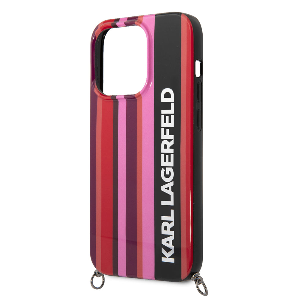 Etui til Apple iPhone 14 Pro Max, Karl Lagerfeld, Color Stripes with Strap, Pink