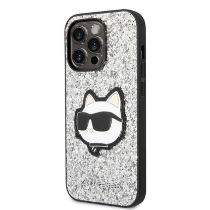 Etui til Apple iPhone 14 Pro Max, Karl Lagerfeld, Glitter Choupette Patch, Sølvfarvet
