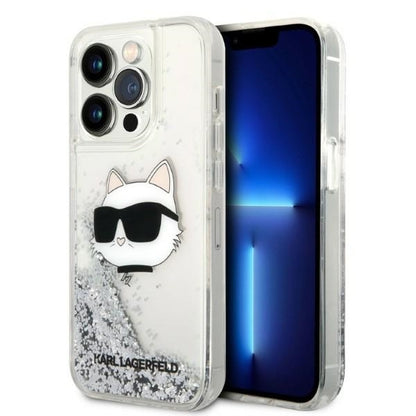 Etui til Apple iPhone 14 Pro Max, Karl Lagerfeld, Glitter Choupette's Head, Sølvfarvet