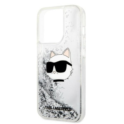 Etui til Apple iPhone 14 Pro Max, Karl Lagerfeld, Glitter Choupette's Head, Sølvfarvet