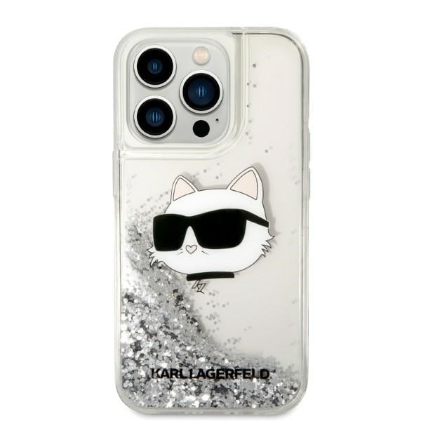 Etui til Apple iPhone 14 Pro Max, Karl Lagerfeld, Glitter Choupette's Head, Sølvfarvet