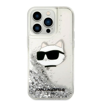 Etui til Apple iPhone 14 Pro Max, Karl Lagerfeld, Glitter Choupette's Head, Sølvfarvet