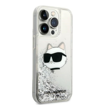 Etui til Apple iPhone 14 Pro Max, Karl Lagerfeld, Glitter Choupette's Head, Sølvfarvet