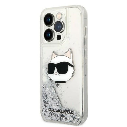 Etui til Apple iPhone 14 Pro Max, Karl Lagerfeld, Glitter Choupette's Head, Sølvfarvet