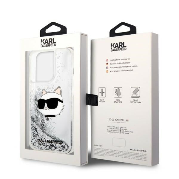 Etui til Apple iPhone 14 Pro Max, Karl Lagerfeld, Glitter Choupette's Head, Sølvfarvet