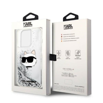 Etui til Apple iPhone 14 Pro Max, Karl Lagerfeld, Glitter Choupette's Head, Sølvfarvet