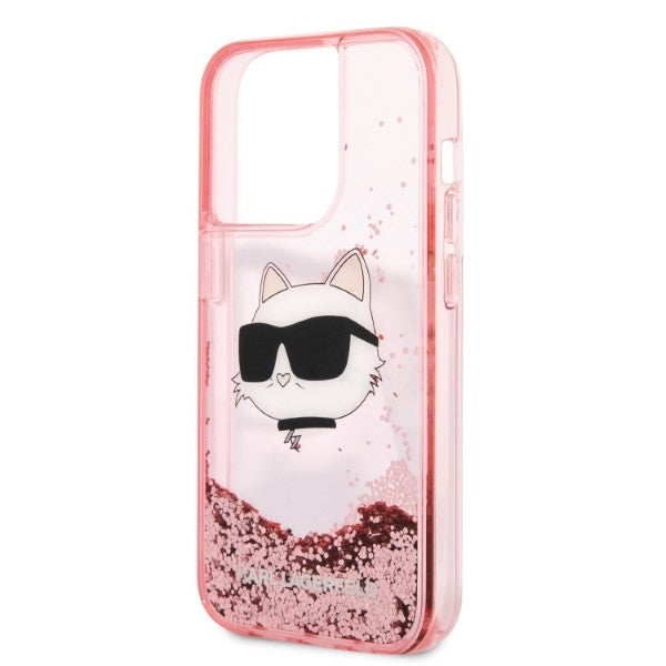 Etui til Apple iPhone 14 Pro Max, Karl Lagerfeld, Glitter Choupette's Head, Pink