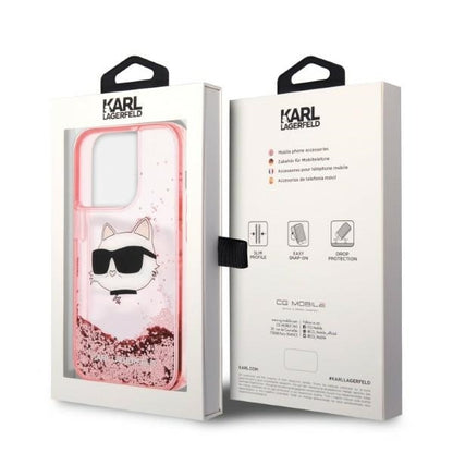 Etui til Apple iPhone 14 Pro Max, Karl Lagerfeld, Glitter Choupette's Head, Pink