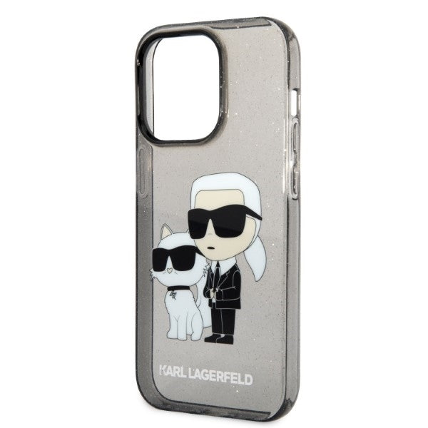 Etui til Apple iPhone 14 Pro Max, Karl Lagerfeld, Glitter Karl & Choupette, Sort