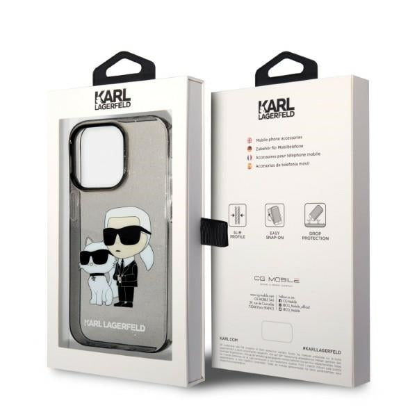 Etui til Apple iPhone 14 Pro Max, Karl Lagerfeld, Glitter Karl & Choupette, Sort