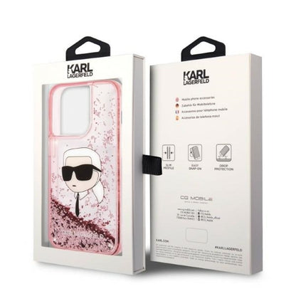 Etui til Apple iPhone 14 Pro Max, Karl Lagerfeld, Glitter Karl's Head, Pink