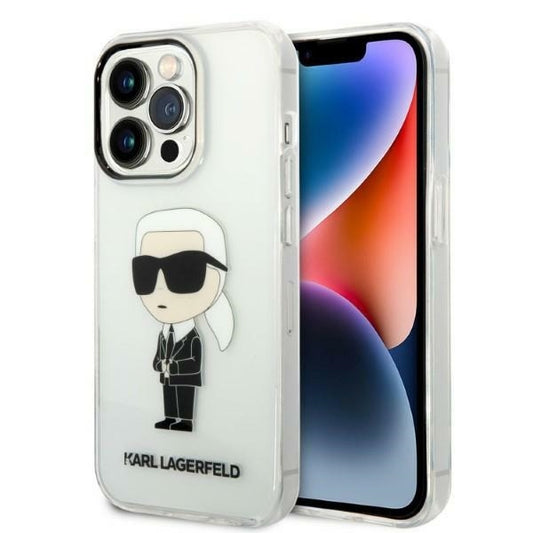 Etui til Apple iPhone 14 Pro Max, Karl Lagerfeld, Ikonik Karl, Gennemsigtig