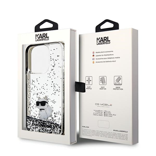 Etui til Apple iPhone 14 Pro Max, Karl Lagerfeld, Liquid Glitter Choupette, Gennemsigtig