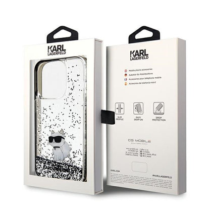 Etui til Apple iPhone 14 Pro Max, Karl Lagerfeld, Liquid Glitter Choupette, Gennemsigtig