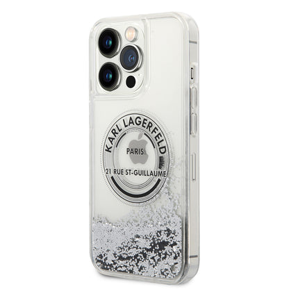 Case for Apple iPhone 14 Pro Max, Karl Lagerfeld, Liquid Glitter RSG, Silver