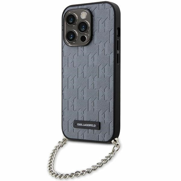 Etui til Apple iPhone 14 Pro Max, Karl Lagerfeld, Saffiano Monogram Chain, Sølvfarvet