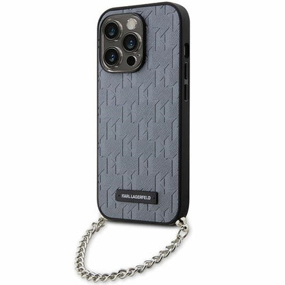 Etui til Apple iPhone 14 Pro Max, Karl Lagerfeld, Saffiano Monogram Chain, Sølvfarvet