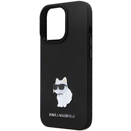Etui til Apple iPhone 14 Pro Max, Karl Lagerfeld, Silicone Choupette Metal, Sort