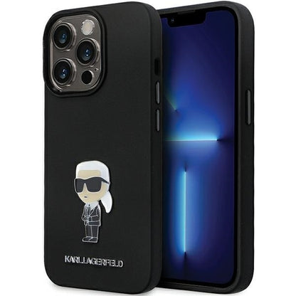 Cover til Apple iPhone 14 Pro Max, Karl Lagerfeld, Silicone Ikonik Karl Metal, Sort