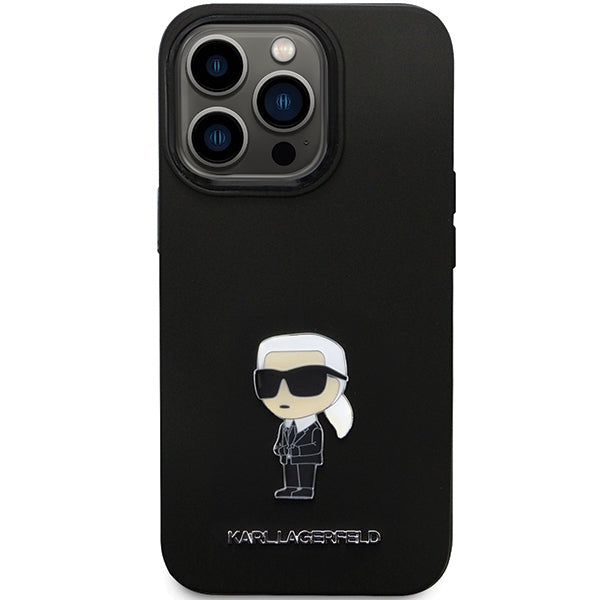 Cover til Apple iPhone 14 Pro Max, Karl Lagerfeld, Silicone Ikonik Karl Metal, Sort