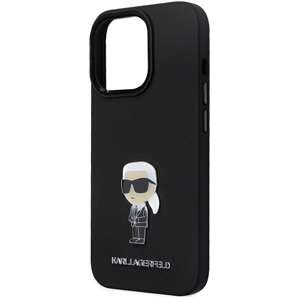 Cover til Apple iPhone 14 Pro Max, Karl Lagerfeld, Silicone Ikonik Karl Metal, Sort