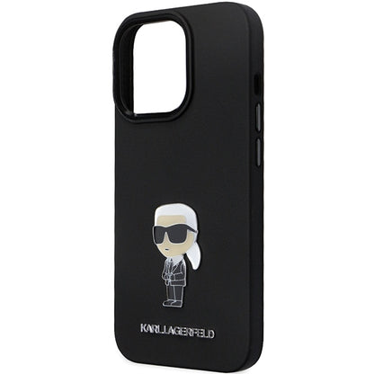 Cover til Apple iPhone 14 Pro Max, Karl Lagerfeld, Silicone Ikonik Karl Metal, Sort