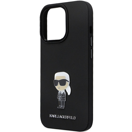 Cover til Apple iPhone 14 Pro Max, Karl Lagerfeld, Silicone Ikonik Karl Metal, Sort