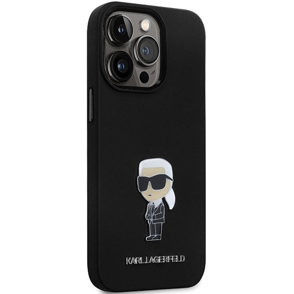 Cover til Apple iPhone 14 Pro Max, Karl Lagerfeld, Silicone Ikonik Karl Metal, Sort