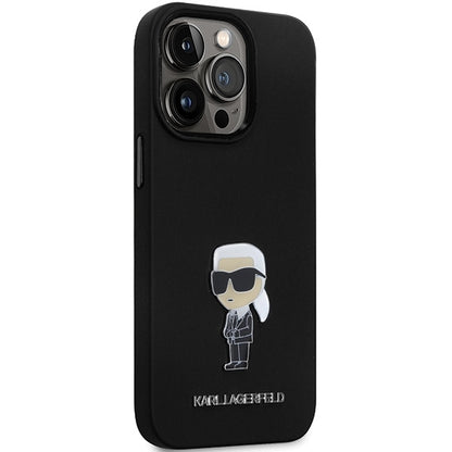 Cover til Apple iPhone 14 Pro Max, Karl Lagerfeld, Silicone Ikonik Karl Metal, Sort