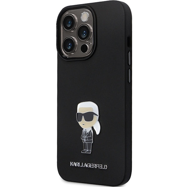Cover til Apple iPhone 14 Pro Max, Karl Lagerfeld, Silicone Ikonik Karl Metal, Sort